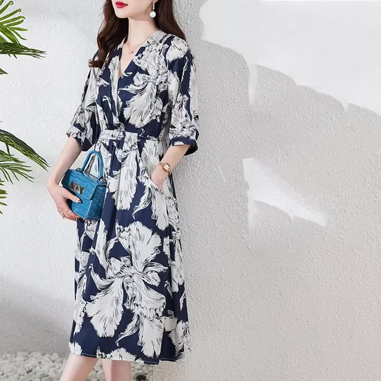 Summer New Style Bohemian Vintage Loose Large-Sized Women Dress