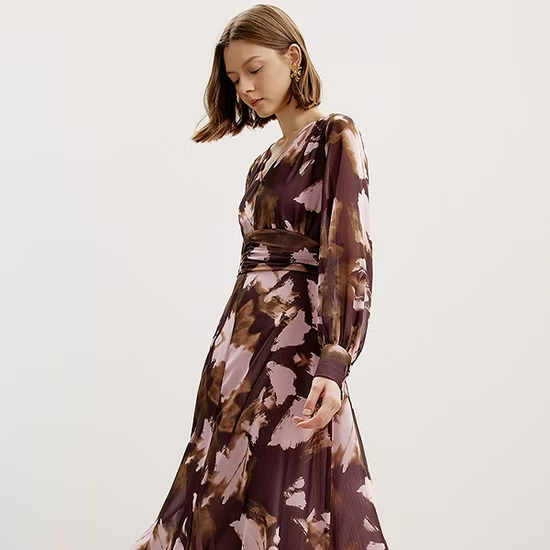 High-End Printed Pleated Skirt for Ladies - Perfect for Spring and Fall