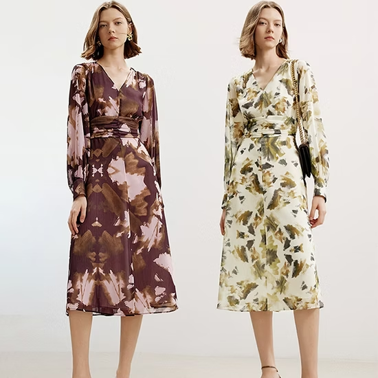 High-End Printed Pleated Skirt for Ladies - Perfect for Spring and Fall
