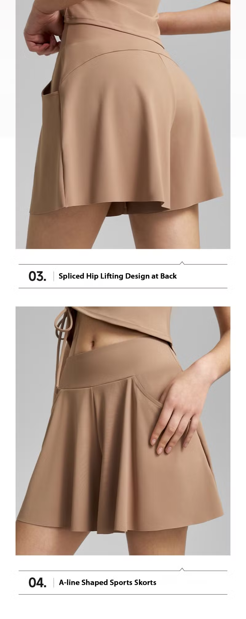 Stylish Cute and Casual Sports Clothes Tennis Running Outfit for Teen Girls, Sexy Hollow Shoulder Athletic T-Shirt with Molded Cups + Golf Skort with Shorts